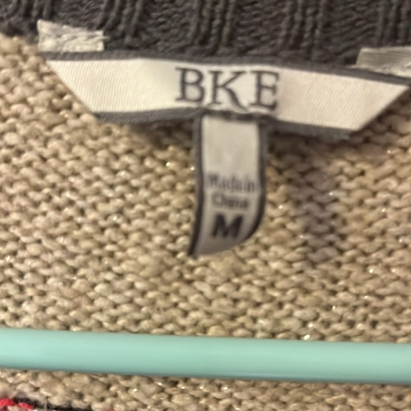 BKE Womens Open Front Cardigan Aztec Print Knit Sweater Boho Pink - Picture 2 of 3